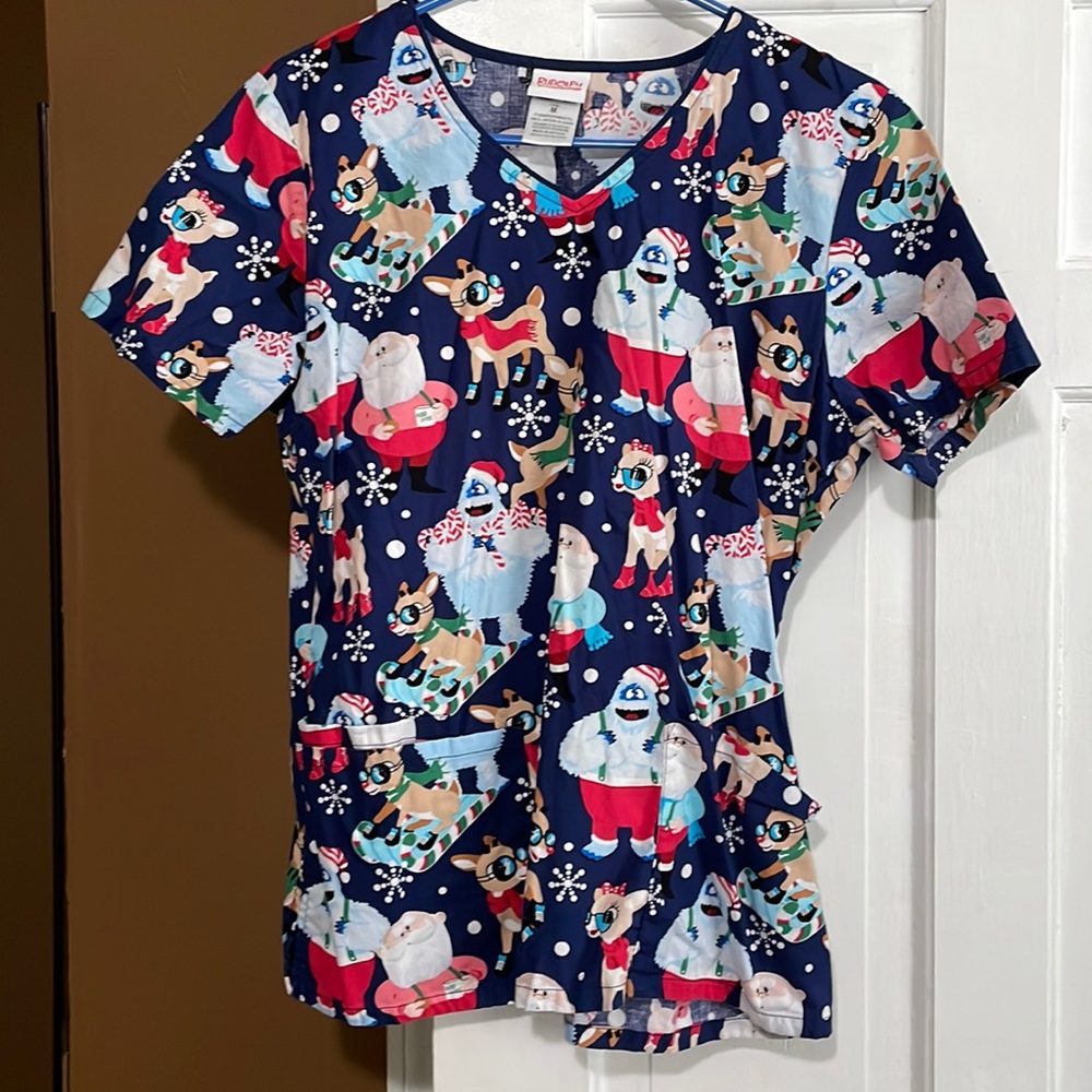 Rudolph the Red-Nosed Reindeer scrub top